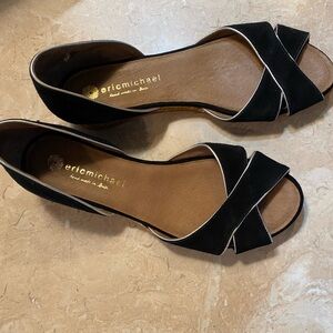 Eric Michael Women's Sandals in Black with White Trim